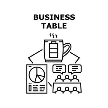 Business Table Vector Concept Black Illustration 스톡 일러스트