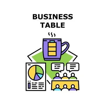 Business Table Vector Concept Color Illustration 스톡 일러스트