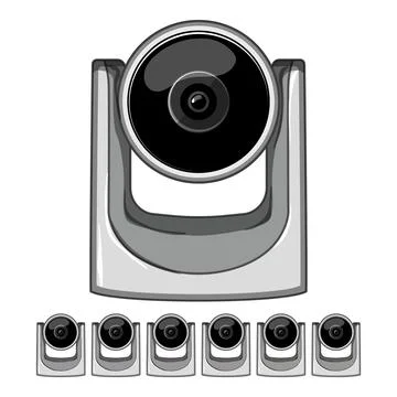 Business table web camera cartoon vector graphic Stockillustratie