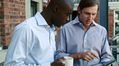 Business tablet discussion Stock Footage 53082254