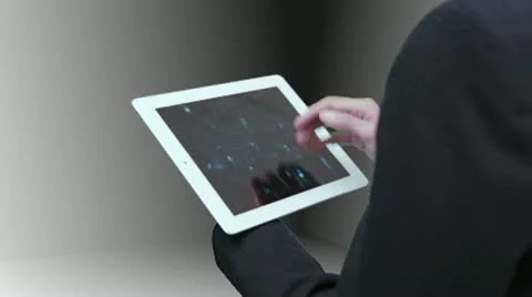 Business tablet linked with cloud 02 After Effects stock