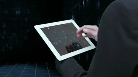 Business tablet linked with cloud After Effects stock