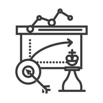 Business tactics vector line icon, sign, illustration on background, editable Stock Illustration