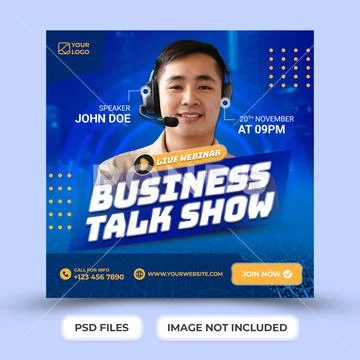 Business talk show promotion for social media instagram post template PSD Template