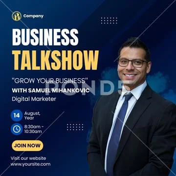 Business talkshow with digital marketer samuel mihanovic PSD Template