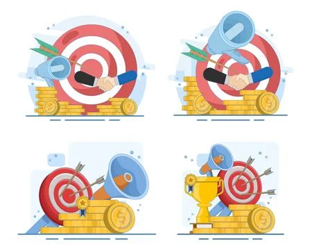 Business target and teamwork concept set Stock Illustration