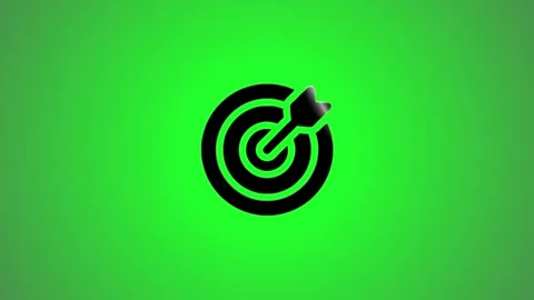 Business target icon animation with dart hitting center bullseye on green s.. 库存影片 346491153