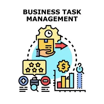 Business task management concept developing workflow process 스톡 일러스트