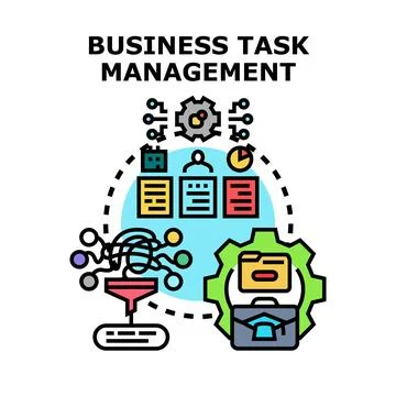 Business task management system workflow organization processes 스톡 일러스트