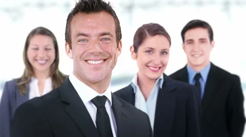 Business team. 2 in 1. Confident group of business people smiling. Stock Footage