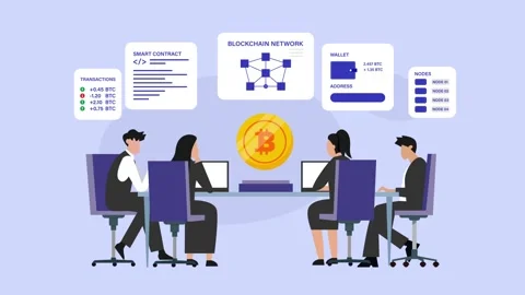Business team analyzing cryptocurrency data and blockchain network technolo.. Stock Footage 337945087