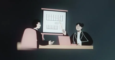 Business team analyzing graphs on a whiteboard Stock Footage 313557910