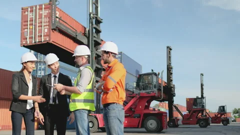 Business team and cargo container workers have successful of business Stock Footage 146467423