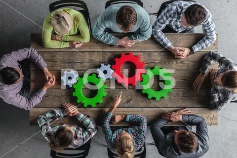 Business team and cogs Stock Photos