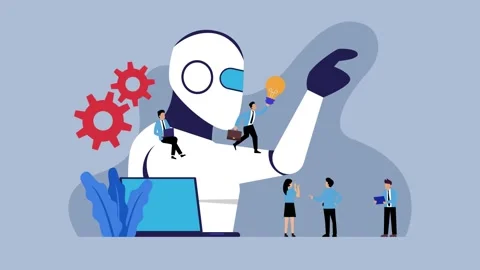 Business Team and Robot Collaboration - AI and Innovation in Technology Con.. Stock Footage 302530048