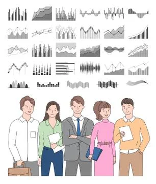 Business Team and Visualized Information Diagrams Stock Illustration