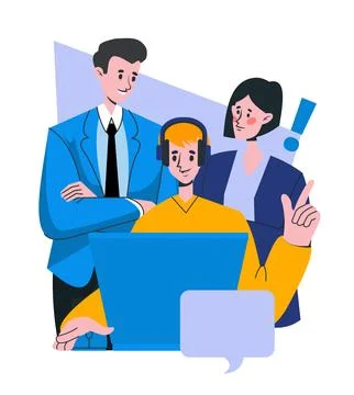 Business team. Boy studying at computer. Happy family communication. Parents and Stock Illustration
