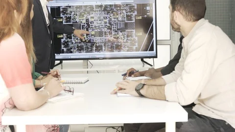 Business team brainstorming. writing notes. Marketing plan and Researching. Stock Footage 99979883