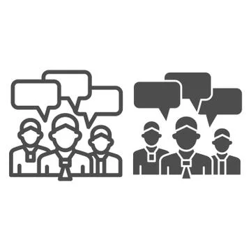 Business team with chat bubbles line and solid icon, business ideas concept Stock Illustration