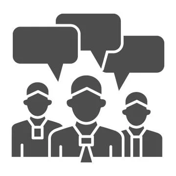 Business team with chat bubbles solid icon, business ideas concept, office staff Stock Illustration