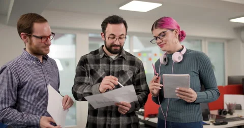 Business team collaborates on project in office space with professionals Stock Footage 338359179
