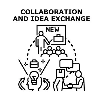 Business team collaborating, exchanging ideas, developing innovation Illustrazione stock