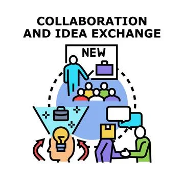 Business team collaborating, exchanging ideas, developing innovation Stock Illustration