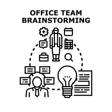 Business team collaborating on new project idea development Stock Illustration