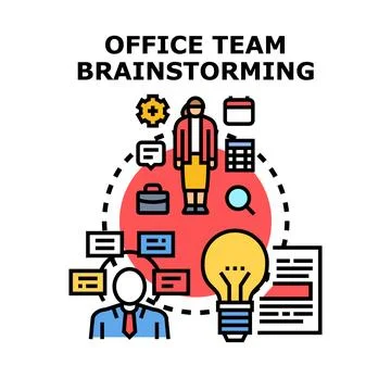Business team collaborating on new project idea development Stock Illustration