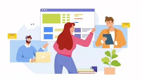 Business team collaborating on remote project video conference Stock-Footage 334572467