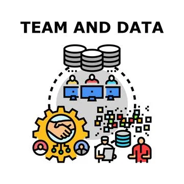 Business team collaboration analyzing data and technology Stock Illustration