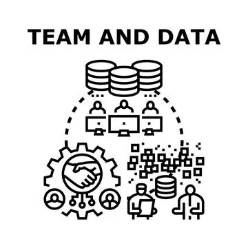 Business team collaboration analyzing data and technology Stock Illustration