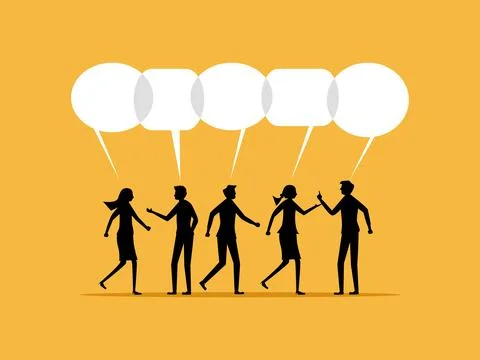 Business team communicate through speech bubbles Stock Illustration
