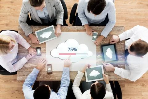 Business team with computers cloud computing Foto stock