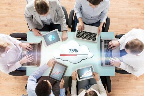 Business team with computers cloud computing Foto stock