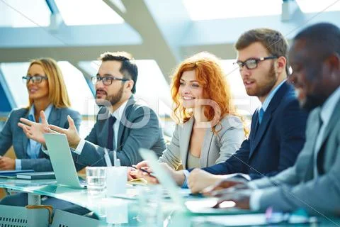 Business team at conference Stock Photos