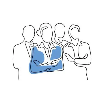 Business team continuous line vector illustration Stock Illustration