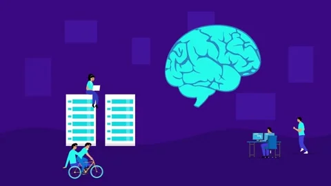 Business team creating artificial intelligence-Machine learning cartoon ani.. Stock Footage 282190368