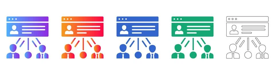Business Team Data Flow Icon Set Stock Illustration