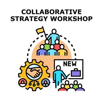 Business team developing collaborative strategy workshop concept Illustrazione stock