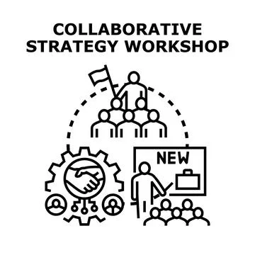 Business team developing collaborative strategy workshop concept Illustrazione stock