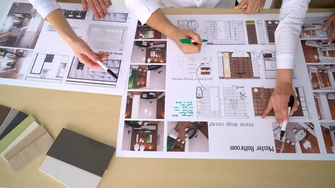Business team discuss a architectural design Stock Footage