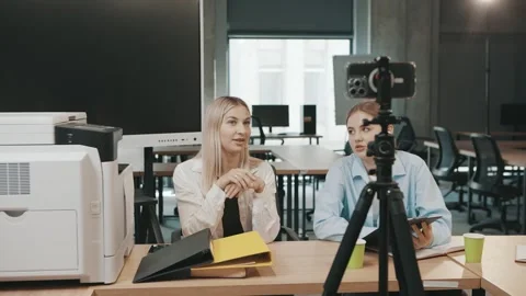 Business team discusses project documents in slow motion during a meeting Video stock 318523277