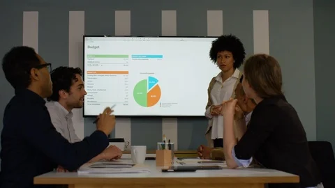 Business team discussing during the presentation Stock Footage 93519476
