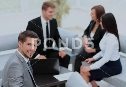 Business team discussing together plans Stock Photos