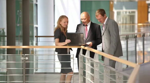 Business team in discussion close Stock Footage