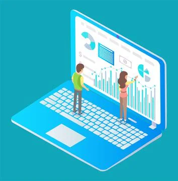 Business team doing data analysis. Concepts for business analysis and planning Stock Illustration