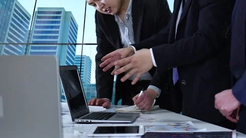 Business team doing financial planning and data analysis at seminar Stock Footage 240154728