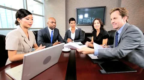 Business Team Doing Video Uplink Presentation Stock Footage