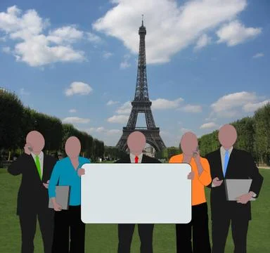 Business team eiffel tower Stock Illustration